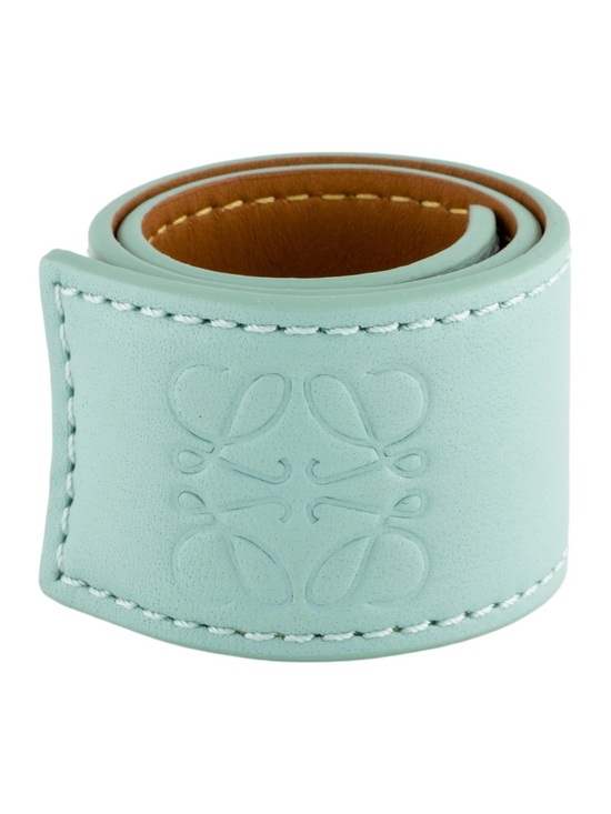 Loewe Accessories - Loewe Mint Green Embossed Leather Cuff Belt with Tan Interior